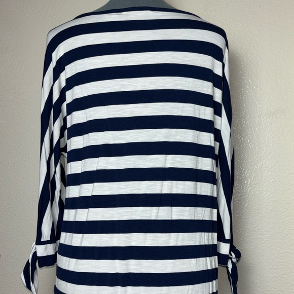 Soft Surroundings Adrift Top Women's medium Nautical Navy White Stripe # 2AG33 - Picture 6 of 16
